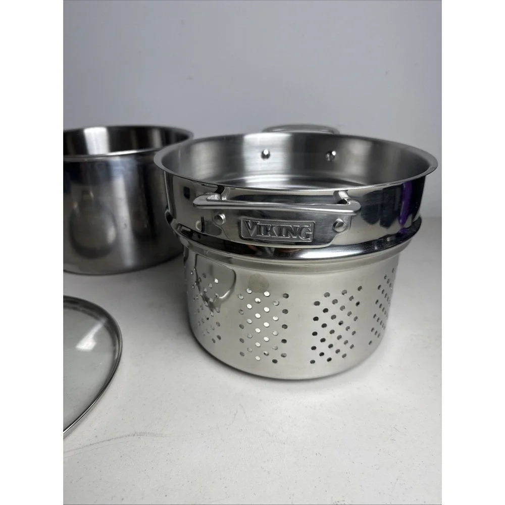 Viking 3 ply Stock Pot Pasta Strainer 8-QT, 7.6L 18/8 Stainless Steel 3 Set